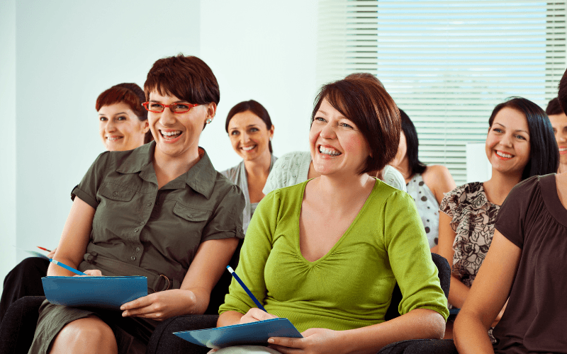 a meeting room of teachers